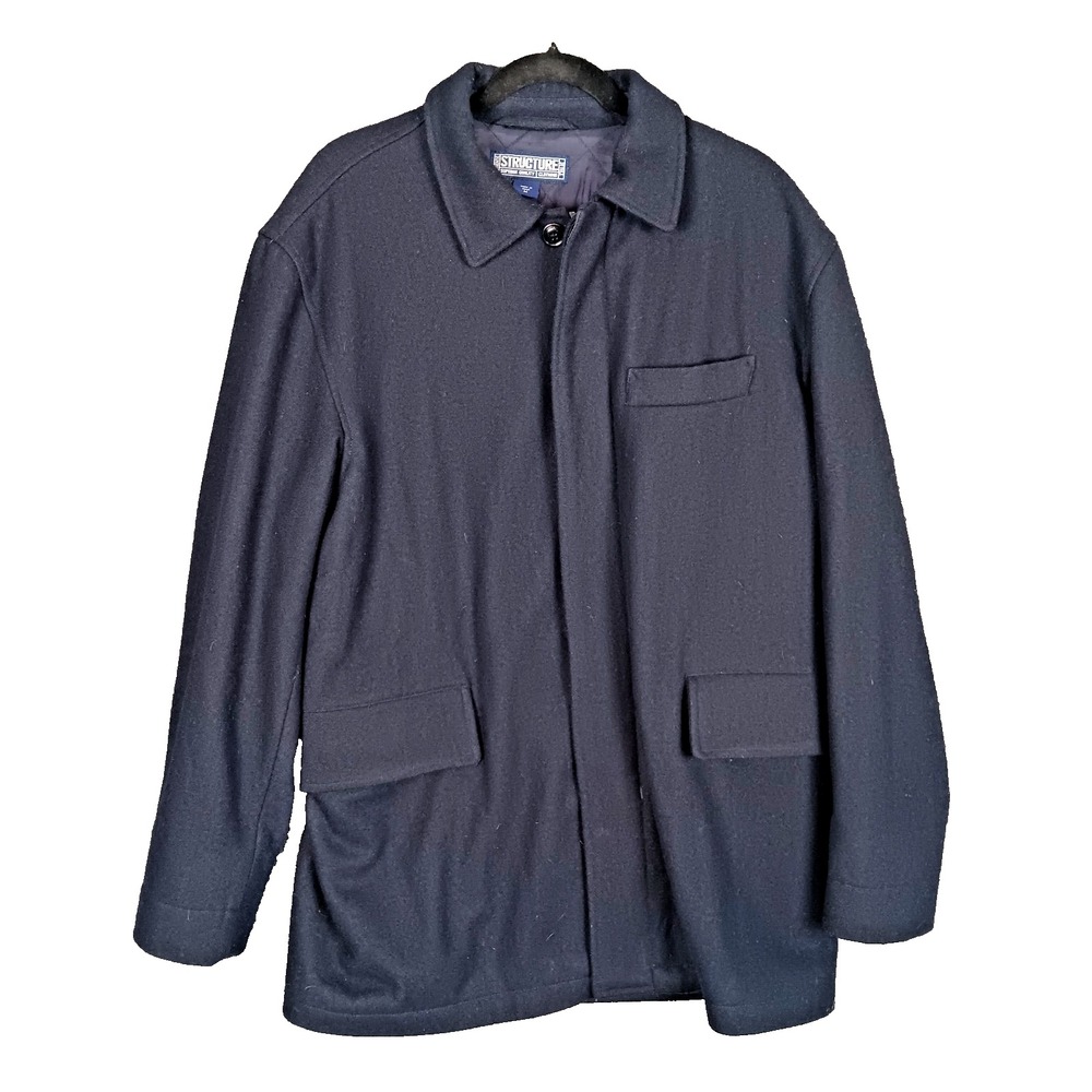 Structure Wool‎ Blend Car Coat Bomber Men's Medium Full Zip Vintage 90s Y2K